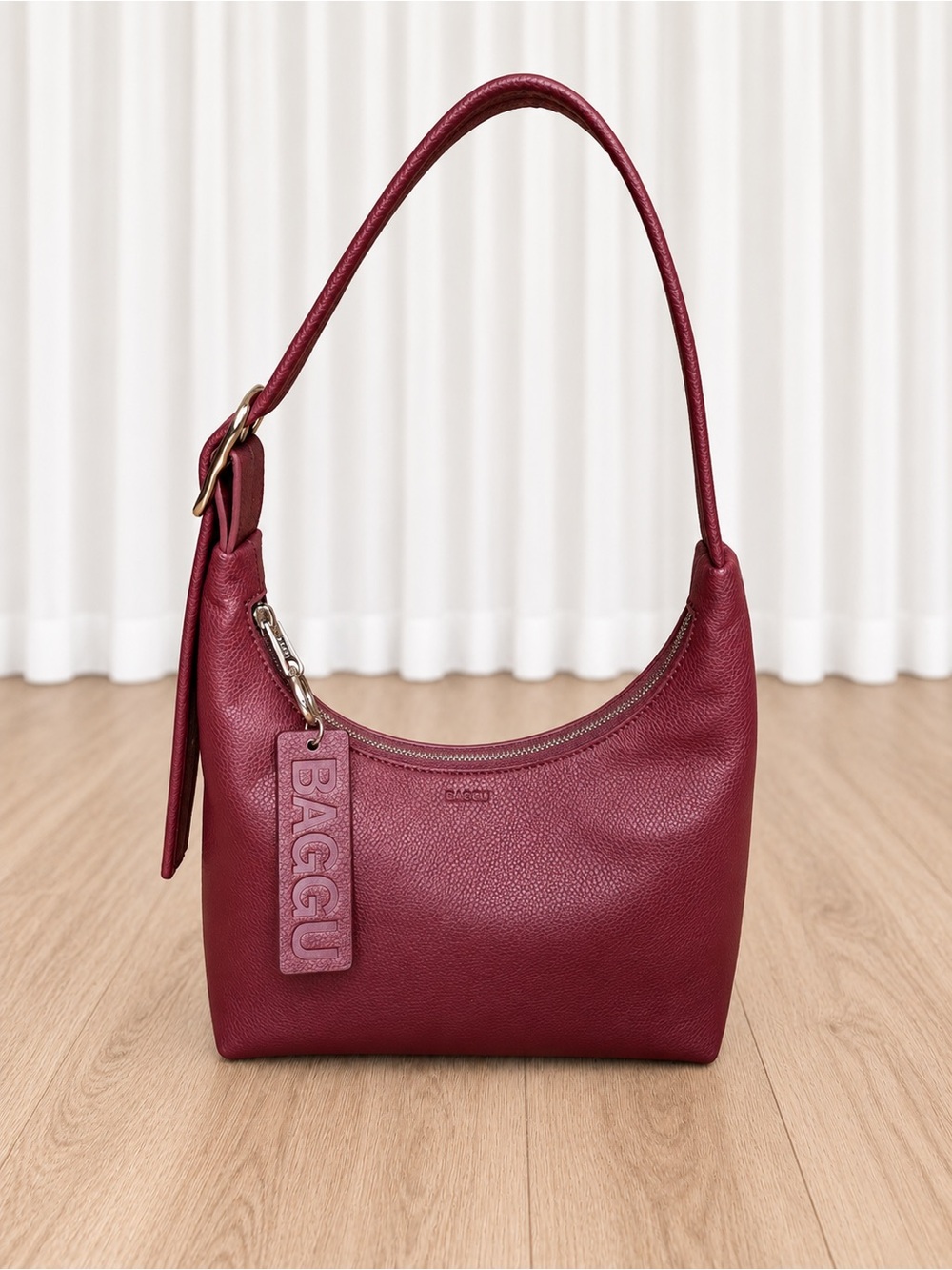 BAGGU Mahogany Recycled Leather Shoulder Bag